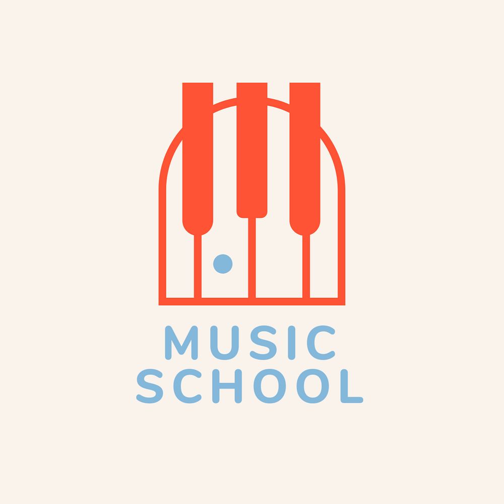 Music school logo template, abstract illustration, editable design