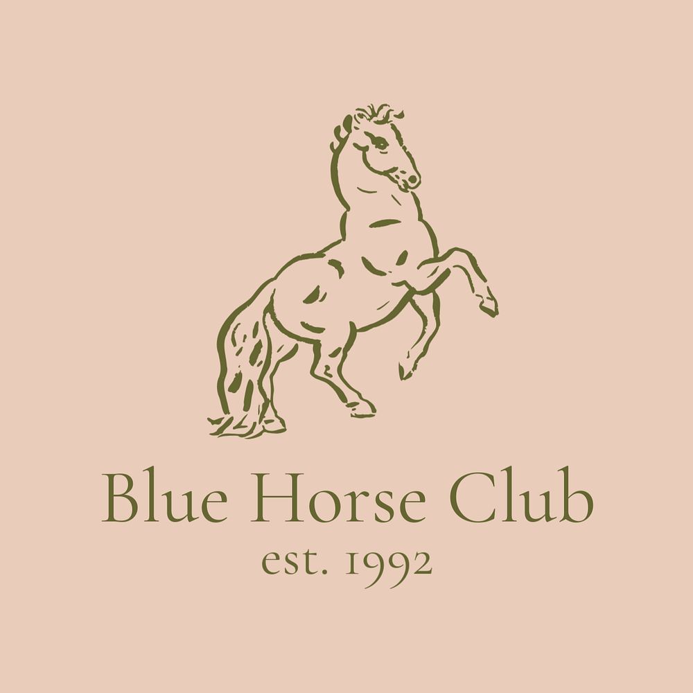 Horse club logo template, pink editable design