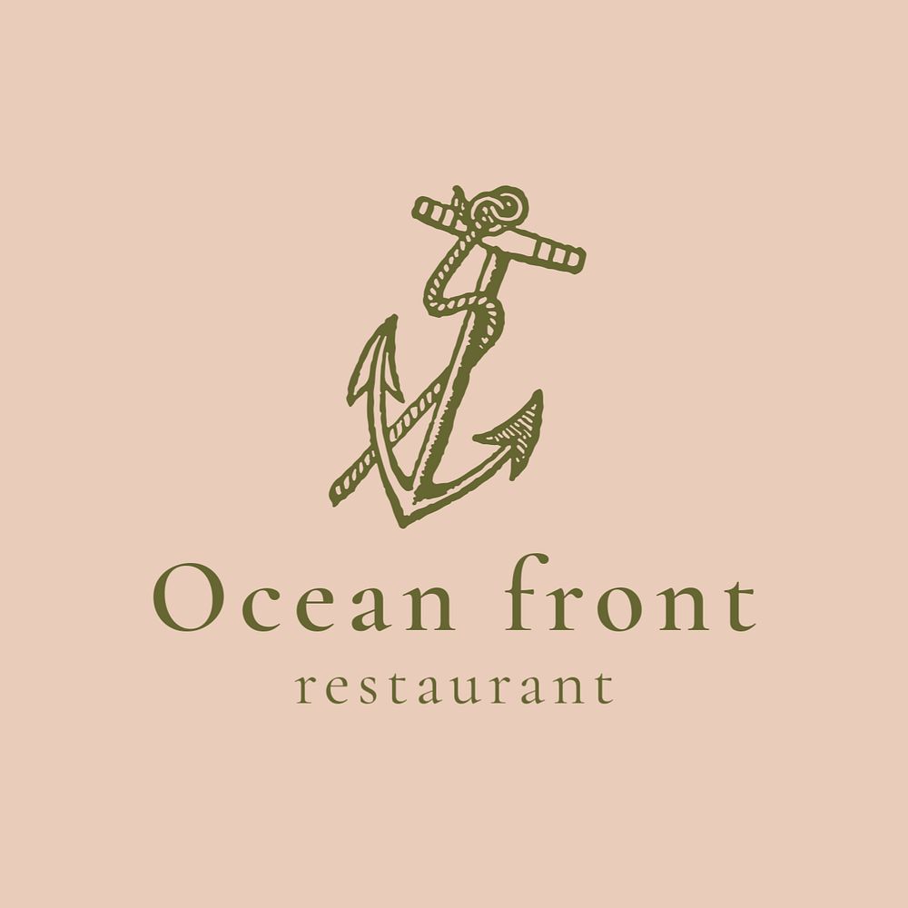 Restaurant logo template, pink editable design