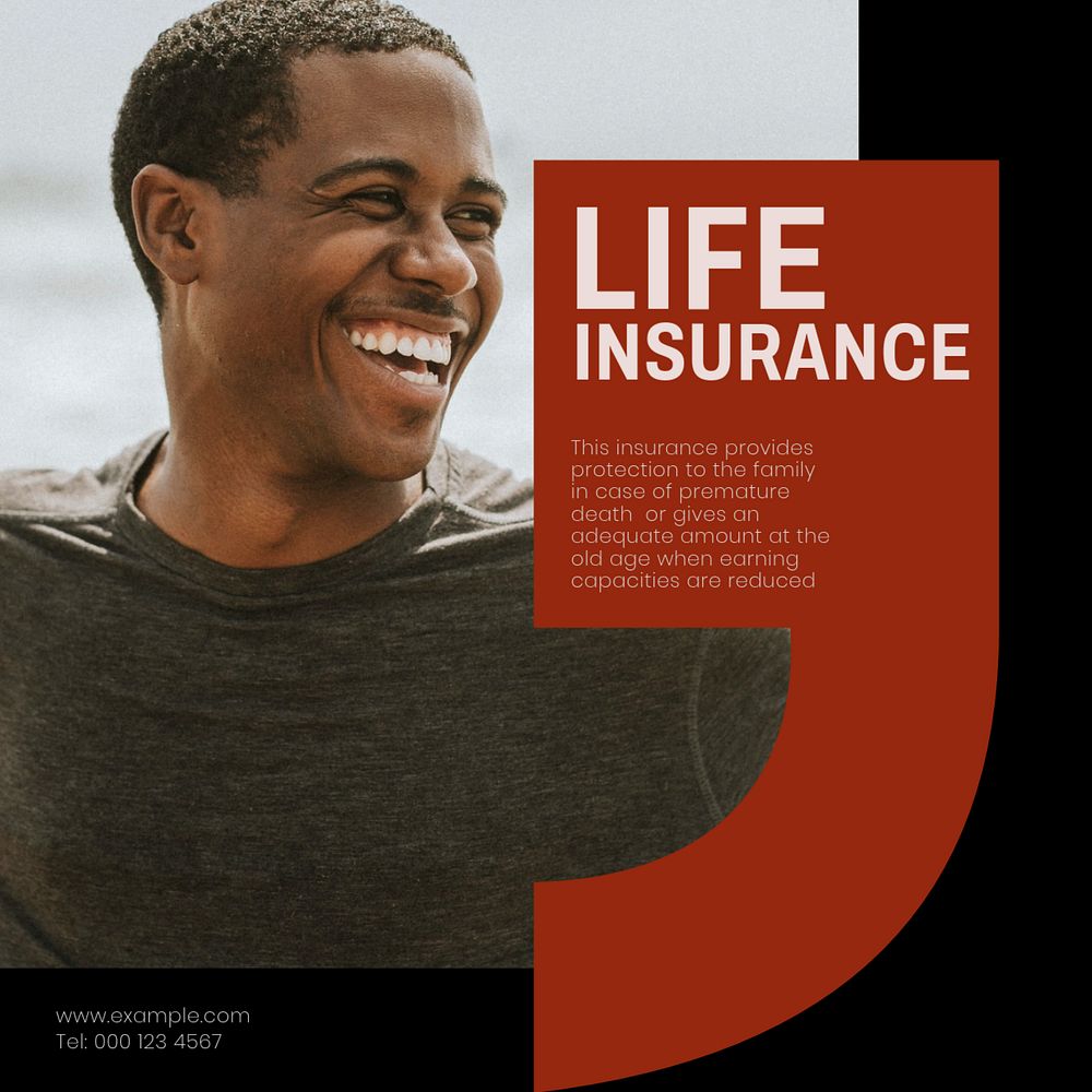 Life insurance Instagram post template, editable design
