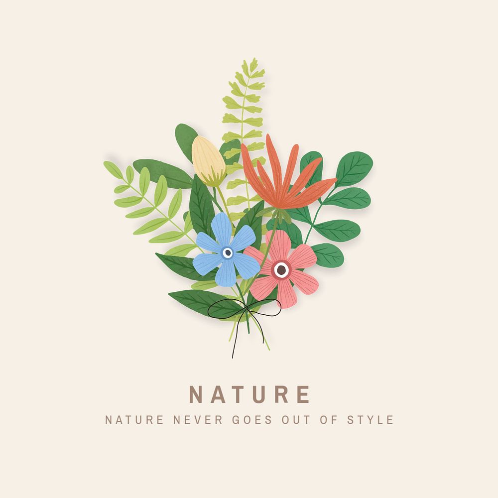 Beige floral Facebook post template, nature quote