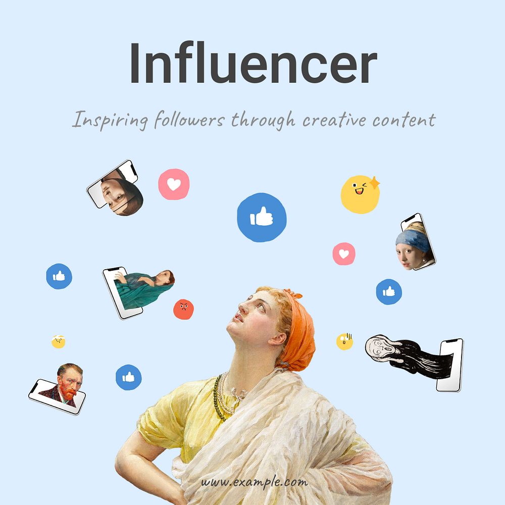 Influencer aesthetic Instagram post template, famous vintage artworks, remixed by rawpixel.