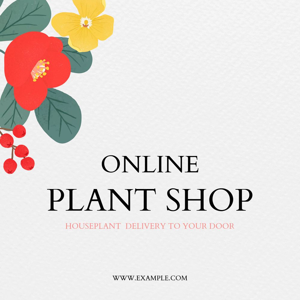 Plant shop Instagram post template, floral design