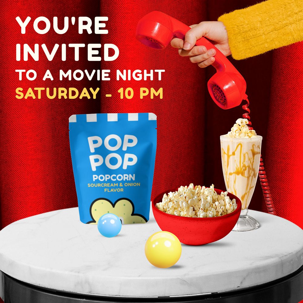 Movie night Instagram post template, event ad