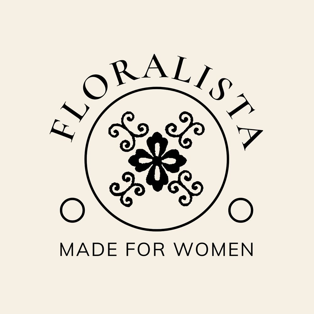 Florist logo template, cream editable design