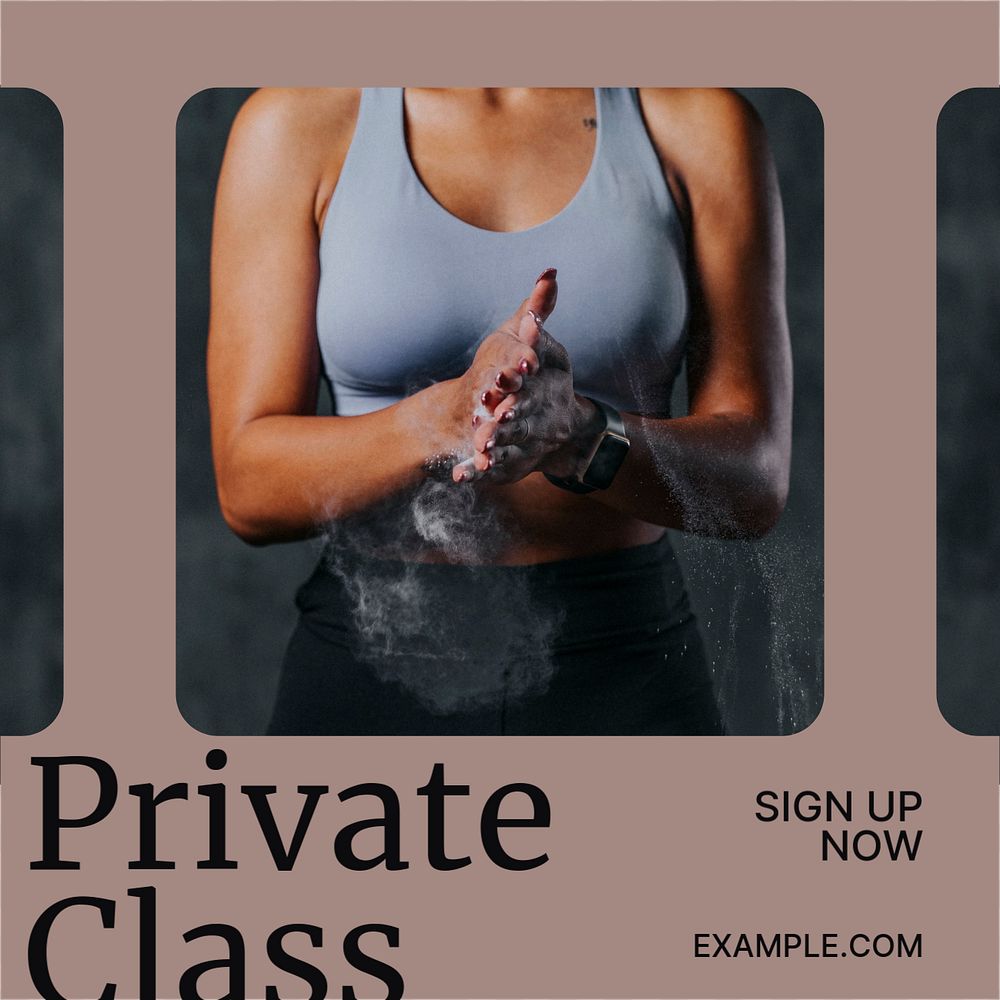 Fitness private class Instagram post template, editable design