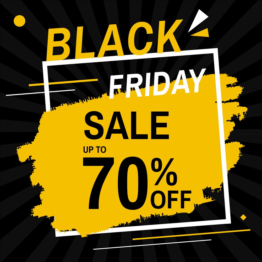 Black Friday instagram post template, yellow funky design editable text