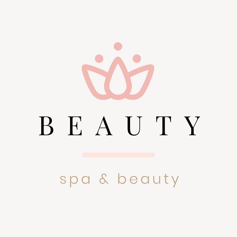 Beauty spa logo editable template, lotus flower illustration, health & wellness business