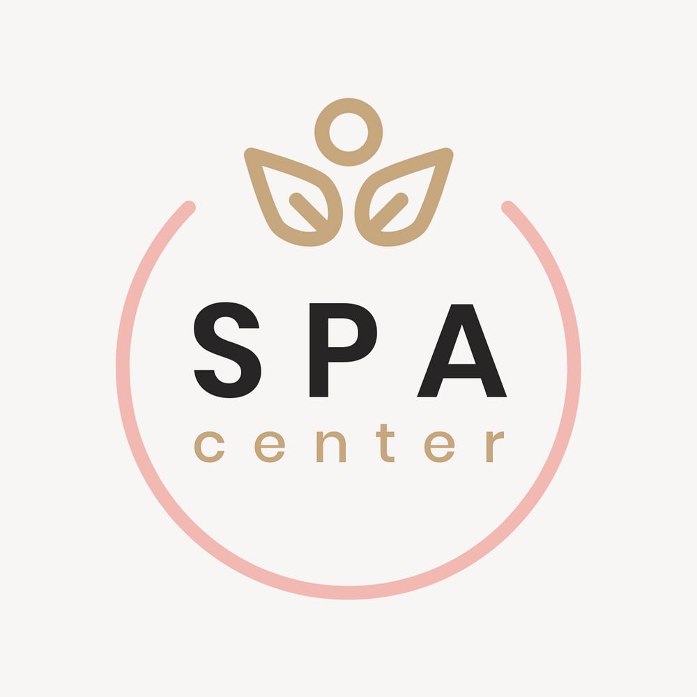 Beauty spa logo template, aesthetic leaves, editable design