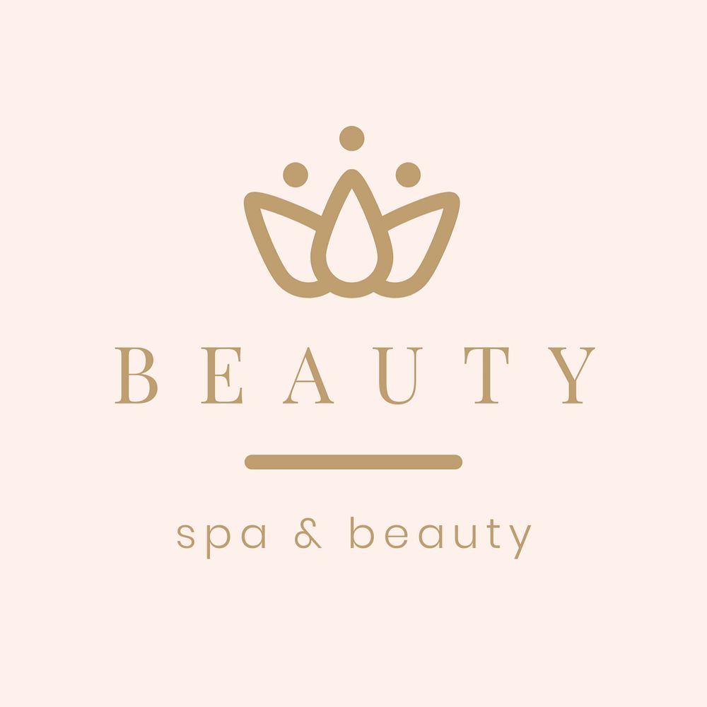 Beauty spa logo template, lotus flower illustration, aesthetic editable design