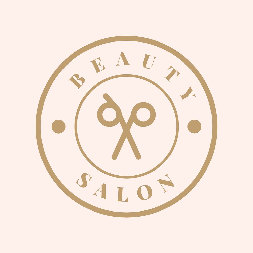 Hair salon logo template, beige aesthetic, editable design