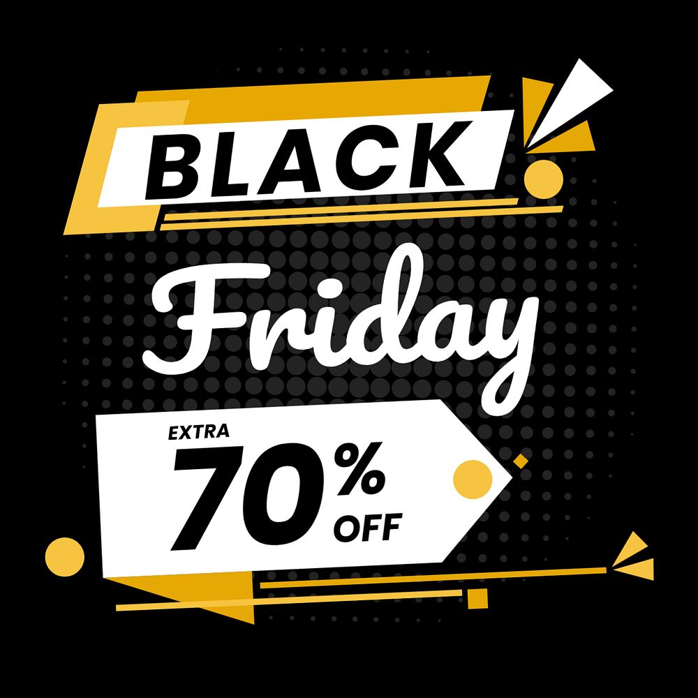 Black Friday instagram post template, yellow funky design editable text