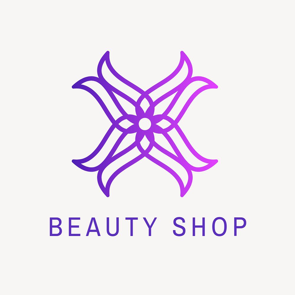 Beauty center logo template, gradient editable design