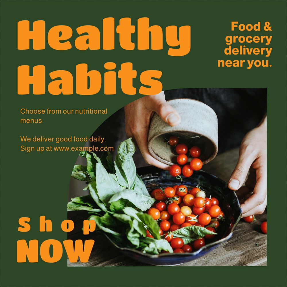 Healthy food for delivery Instagram post template, editable design