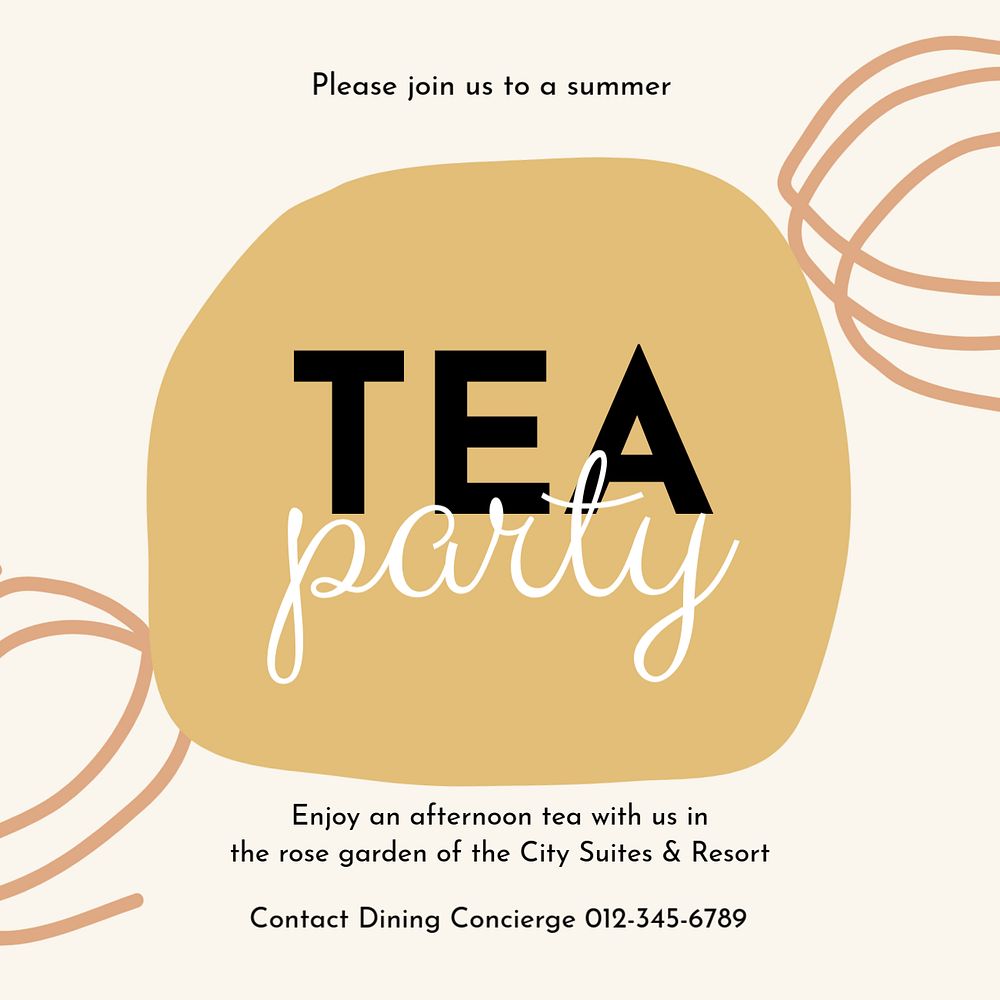 Tea party Instagram ad template, editable pastel design