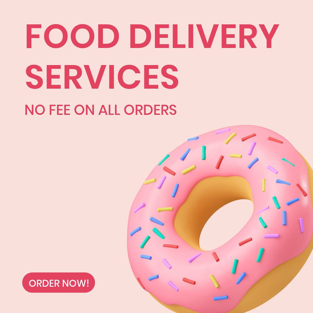 Delivery social media post template, editable shopping 3D design