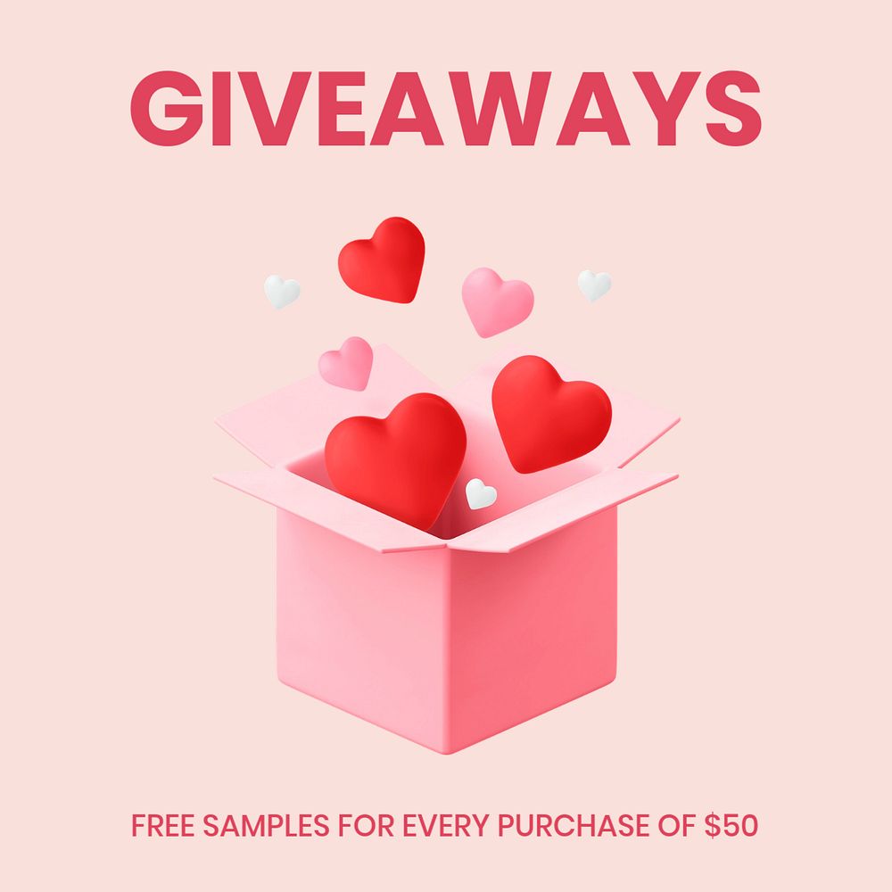 Giveaway social media post template, editable colorful 3D design