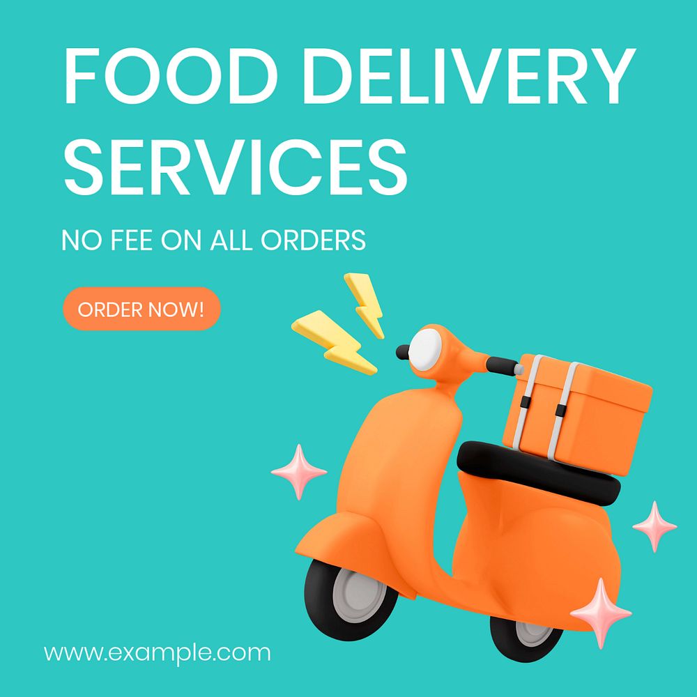 Delivery social media post template, editable shopping 3D design