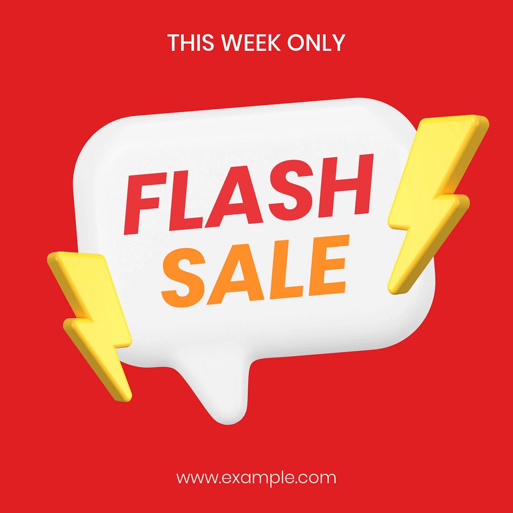 Flash sale Facebook ad template, editable colorful 3D design