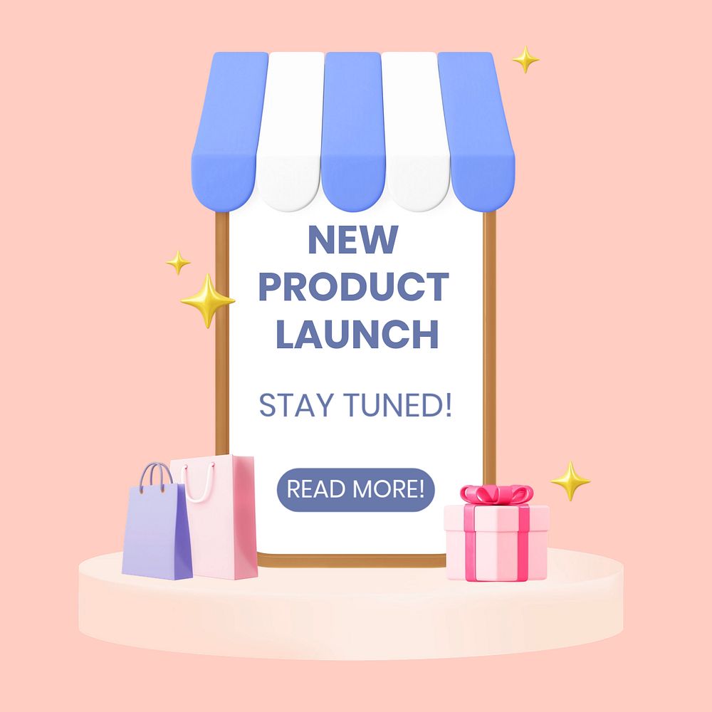 Product launch Facebook ad template, editable colorful 3D design