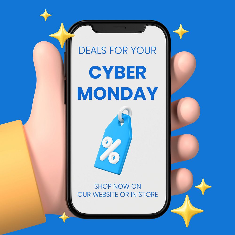 Cyber Monday Facebook ad template, editable colorful 3D design