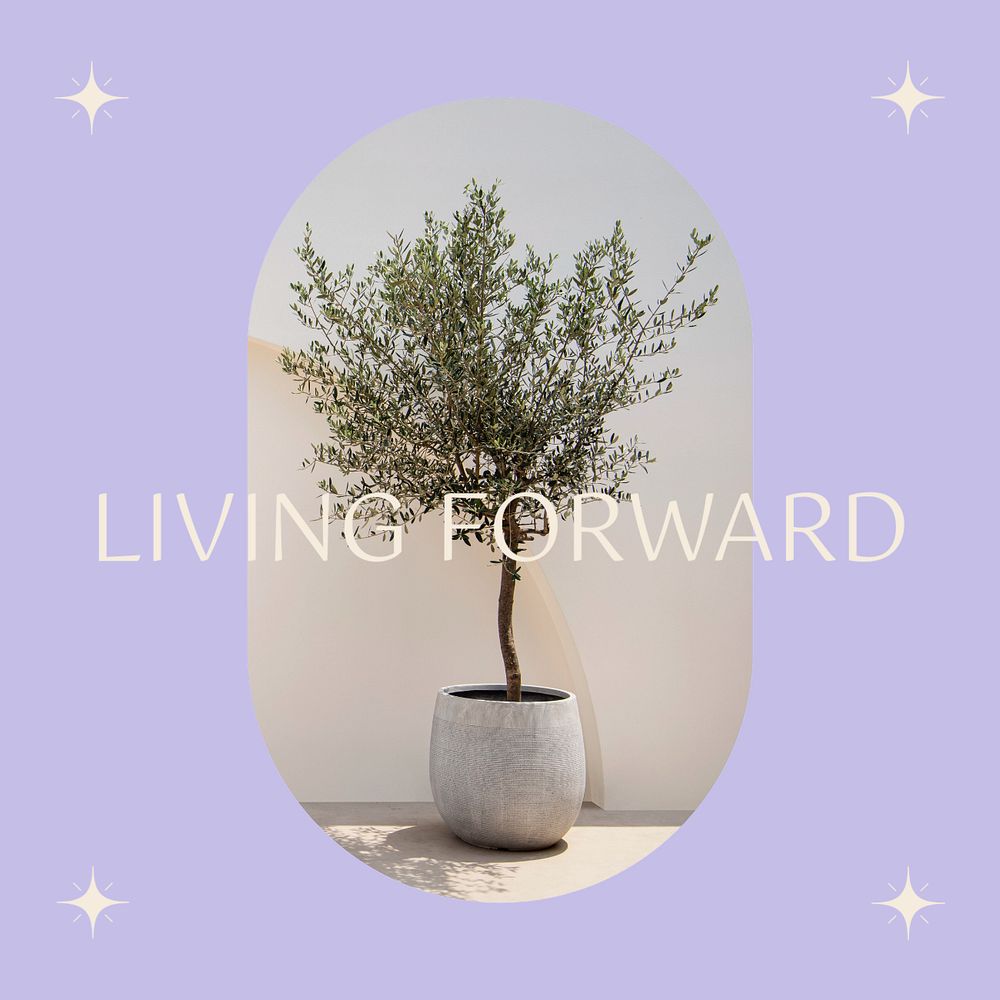 Living forward Instagram post template, purple aesthetic