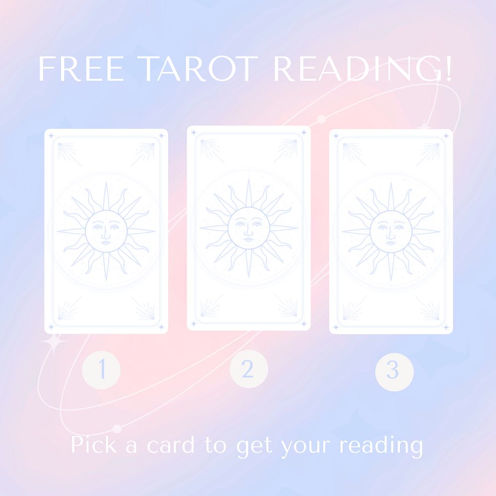 Tarot reading Instagram post template, editable holographic design