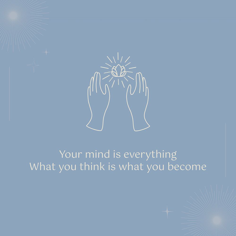 Mindfulness social media post template, editable aesthetic design