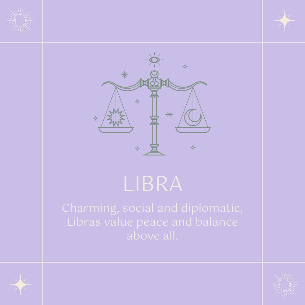 Libra editable Instagram post template, purple aesthetic