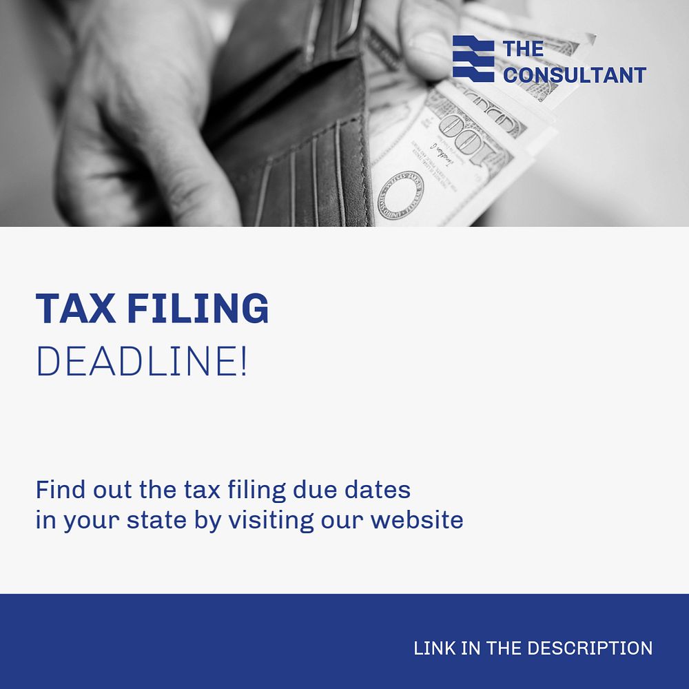 Tax consulting Instagram ad template, financial advisor, blue design