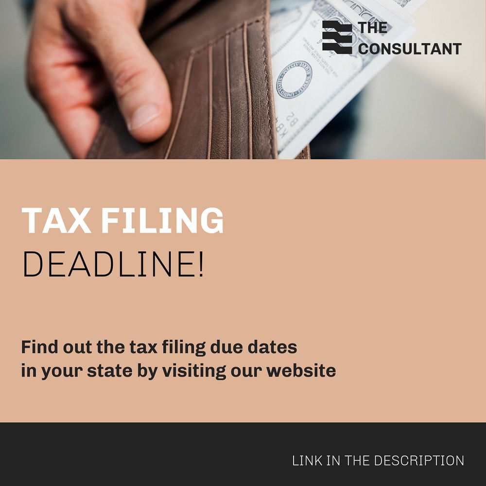 Tax consulting Facebook post template, financial advisor, beige design