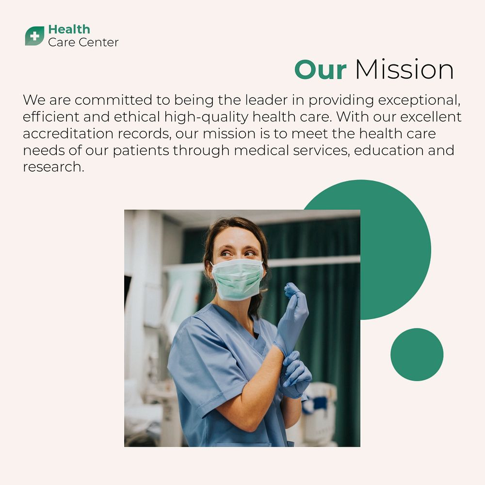 Mission statement Instagram post template, medical design