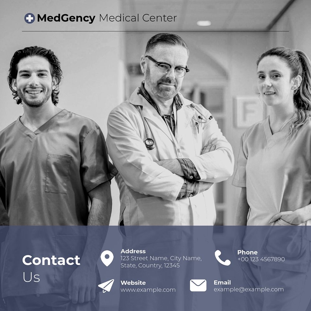 Contact information Instagram post template, medical