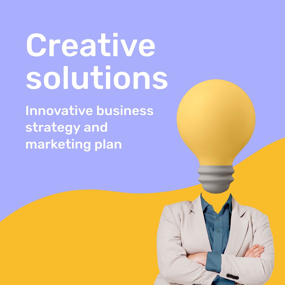 Creative solutions Instagram post template, startup remixed media 