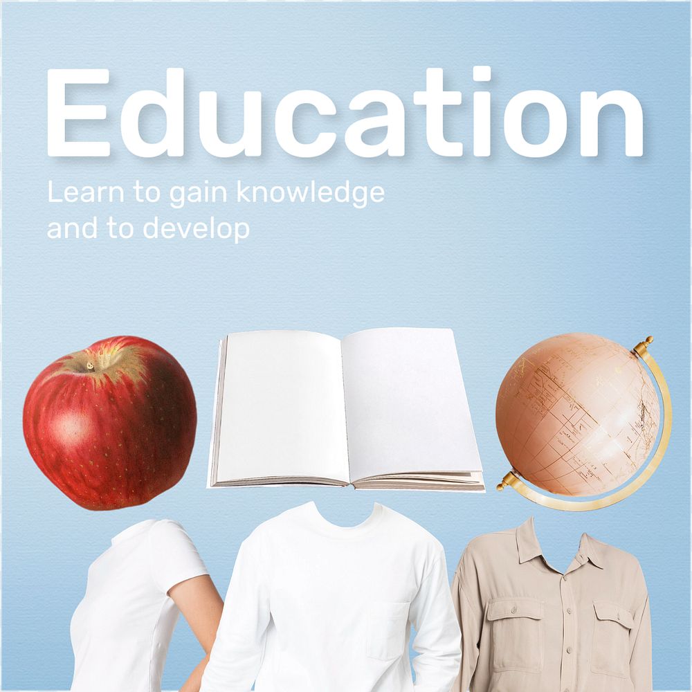Education social media post template, creative remixed media 