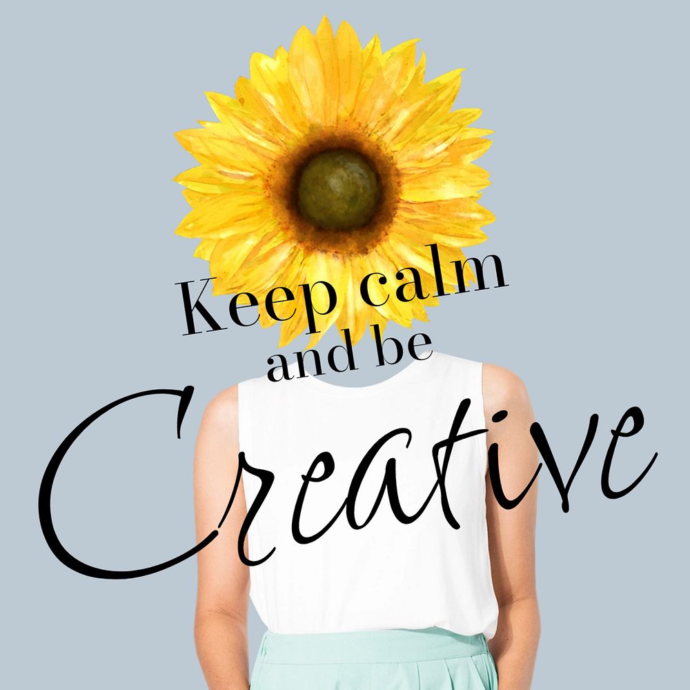 Sunflower head Instagram post template, creative remixed media 