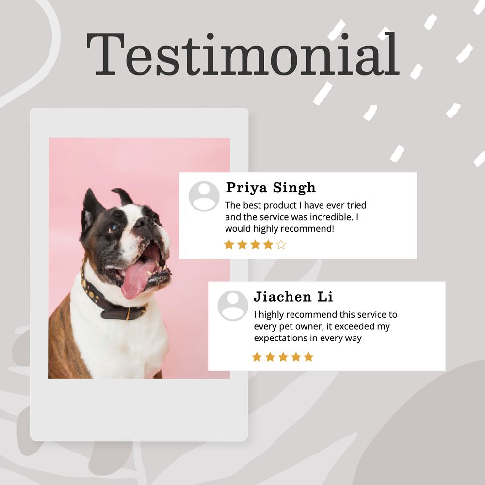 Testimonial Instagram post template, editable text