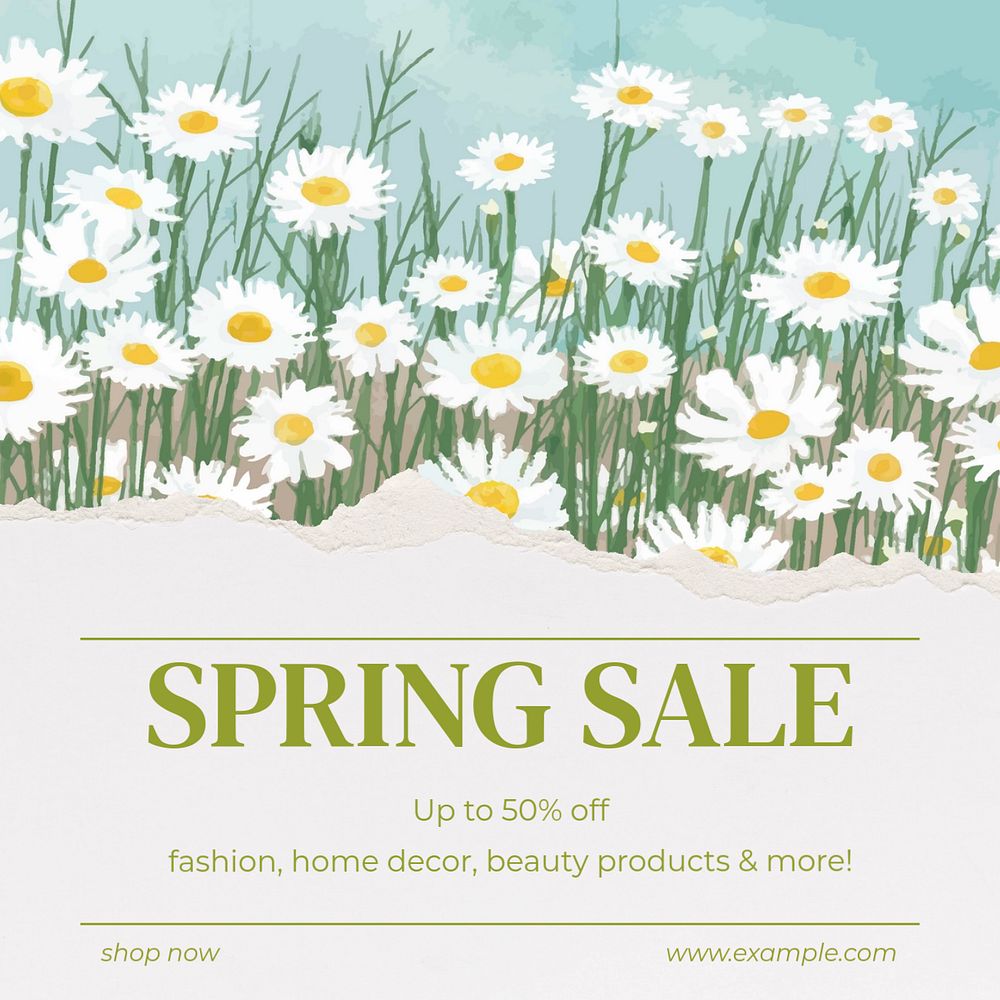 Spring sale social media template, editable design