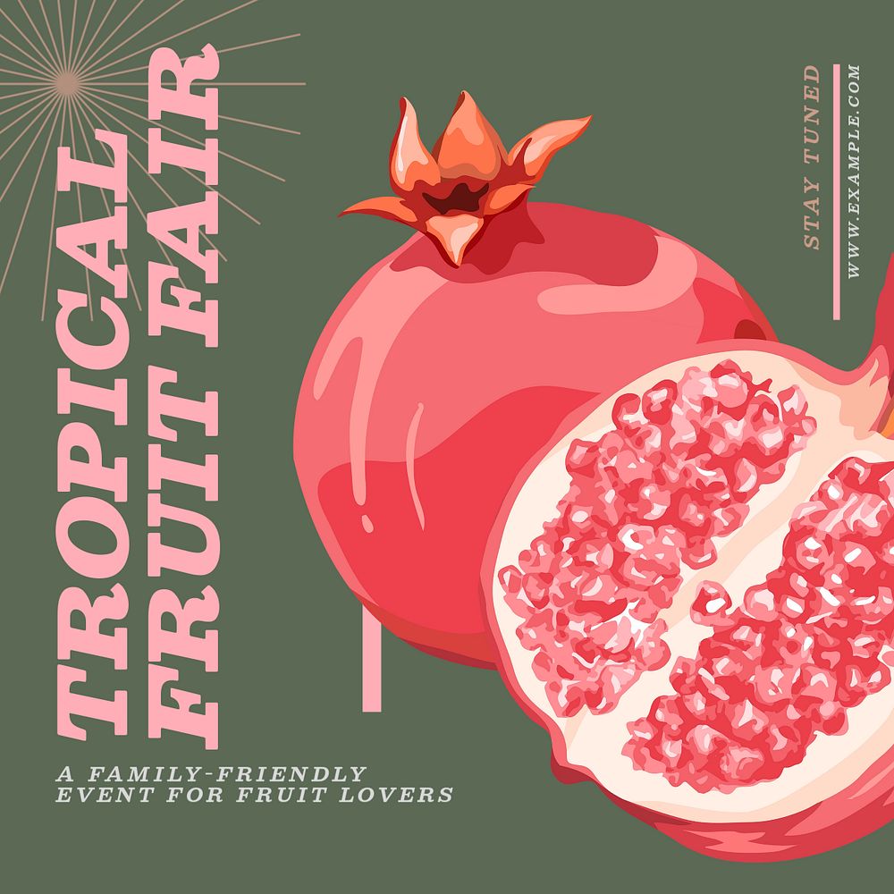 Tropical fruit fair Instagram post template, editable text