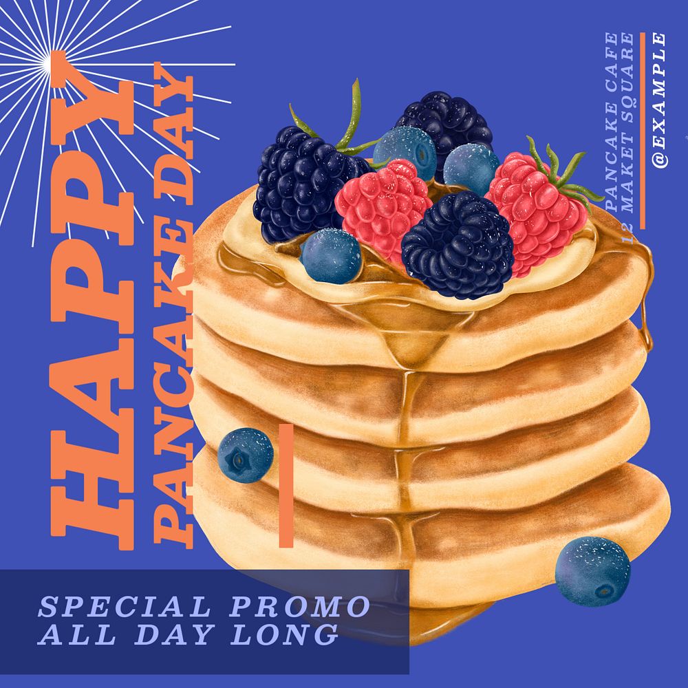 Pancake day Instagram post template, editable text