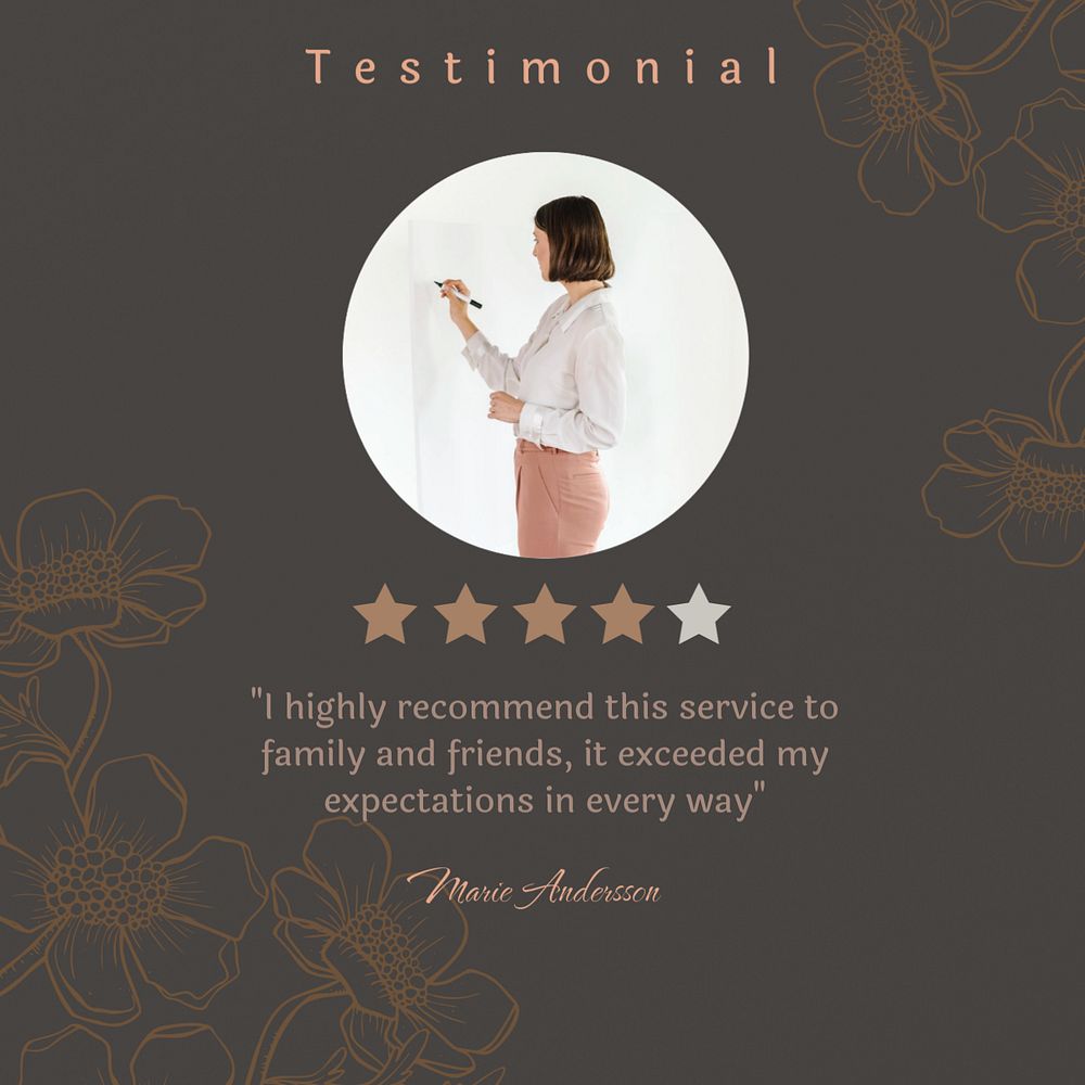 Testimonial Facebook post template, editable design