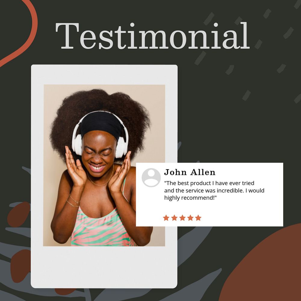 Testimonial Instagram post template, editable text