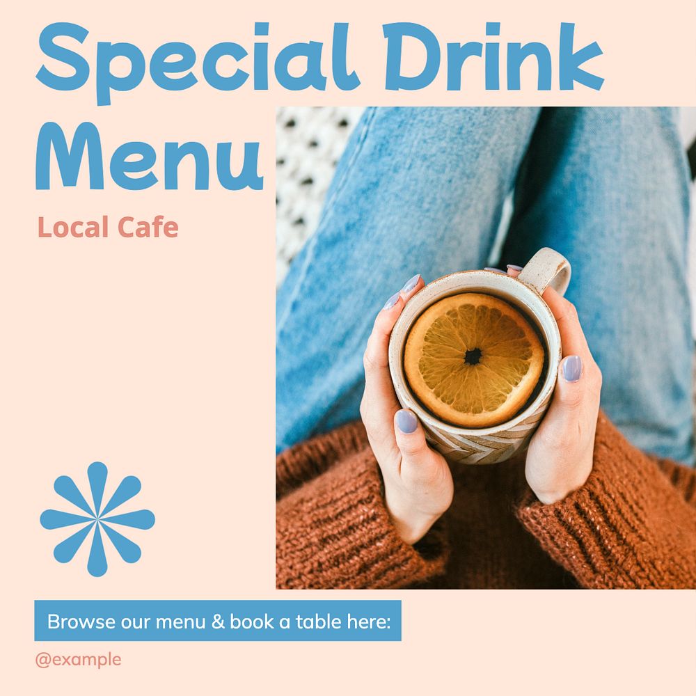 Special drink menu Instagram post template, editable text