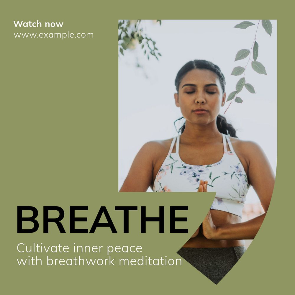 Breathing meditation Facebook post template, editable design