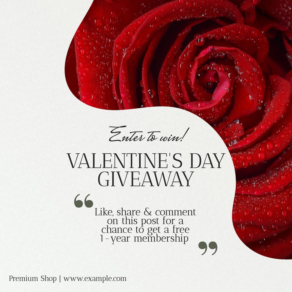 Valentine's day giveaway Instagram post template, editable text