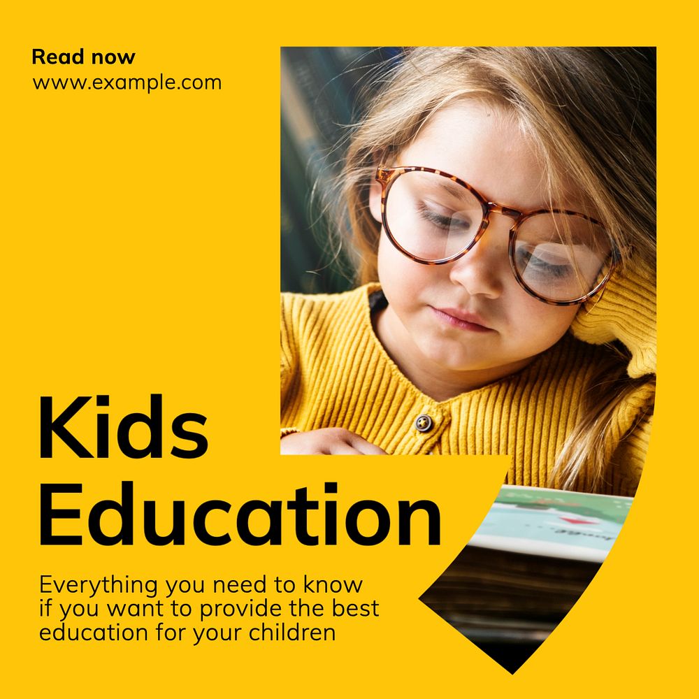 Kids education Instagram post template, editable text