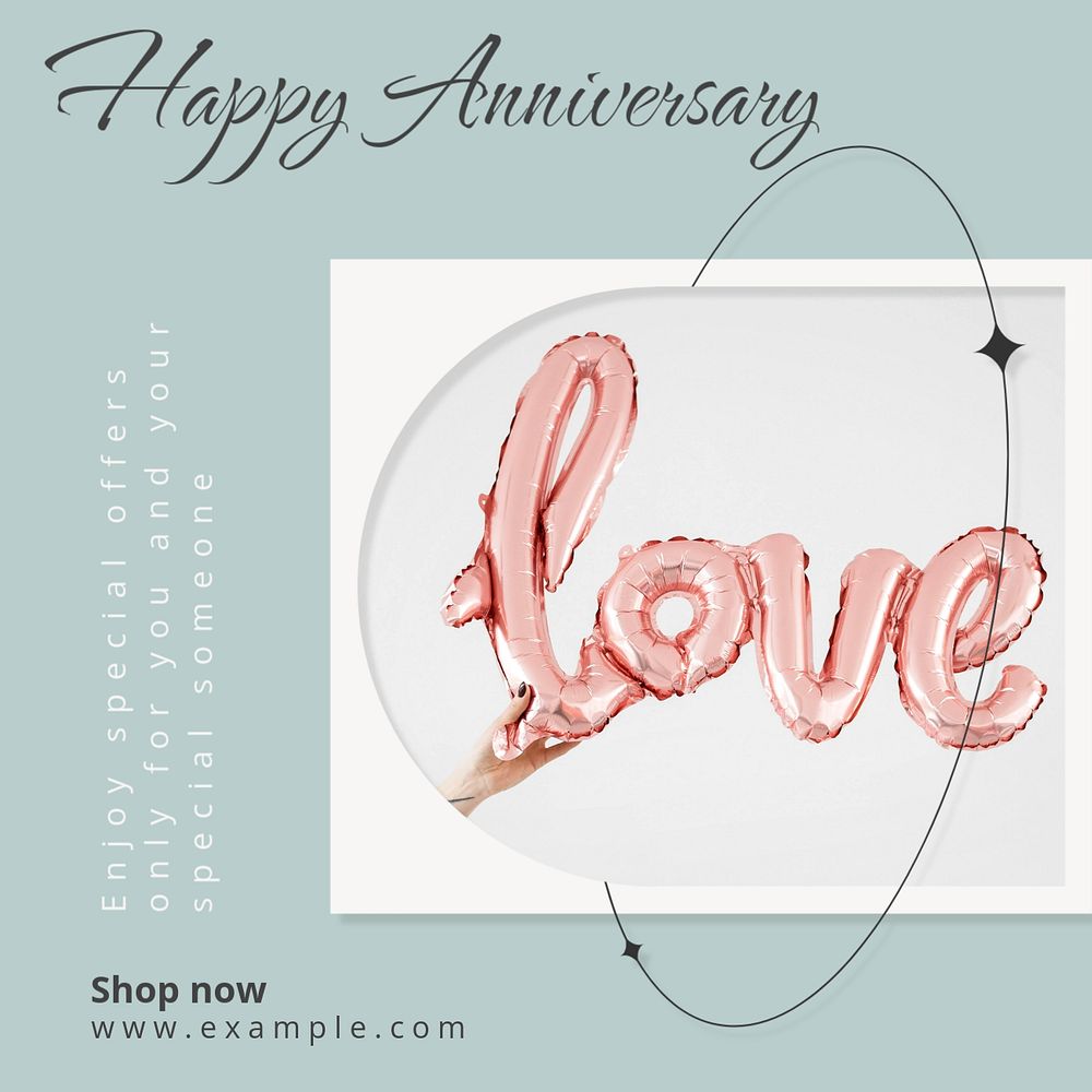 Happy anniversary social media template, editable design