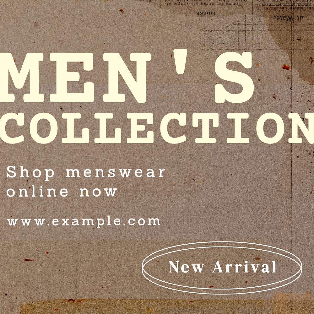 Men's collection Instagram post template, editable text