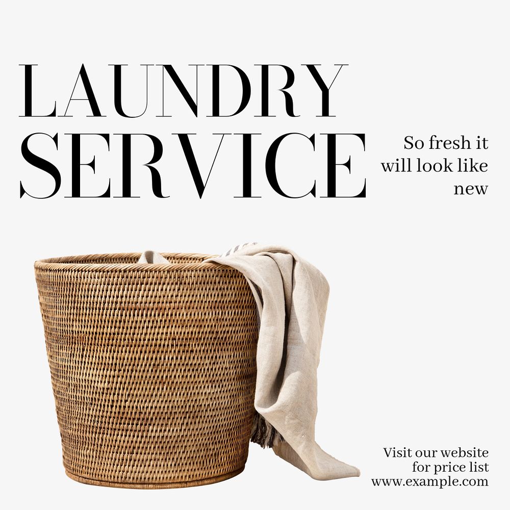 Laundry service Facebook post template, editable design