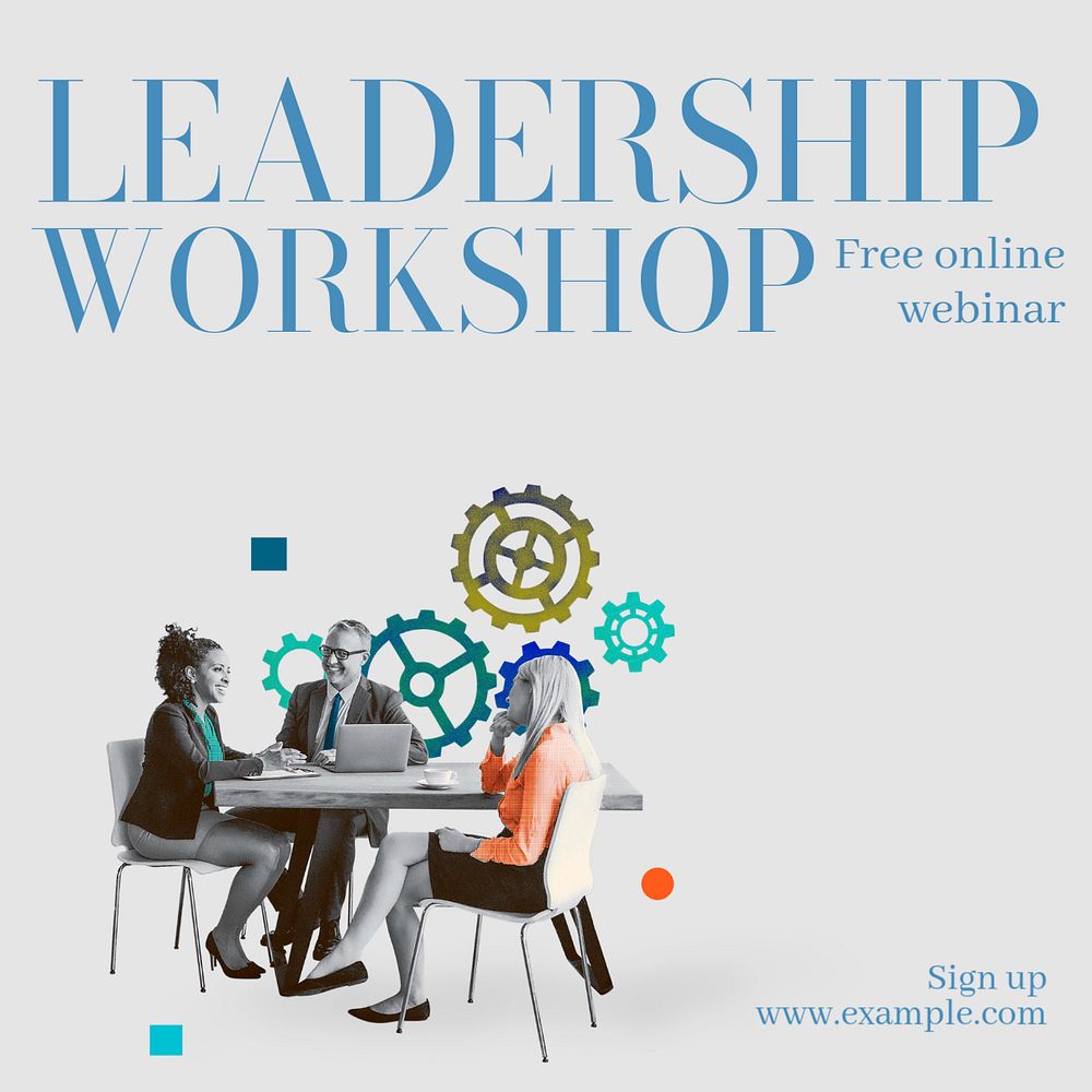 Leadership workshop Instagram post template, editable text